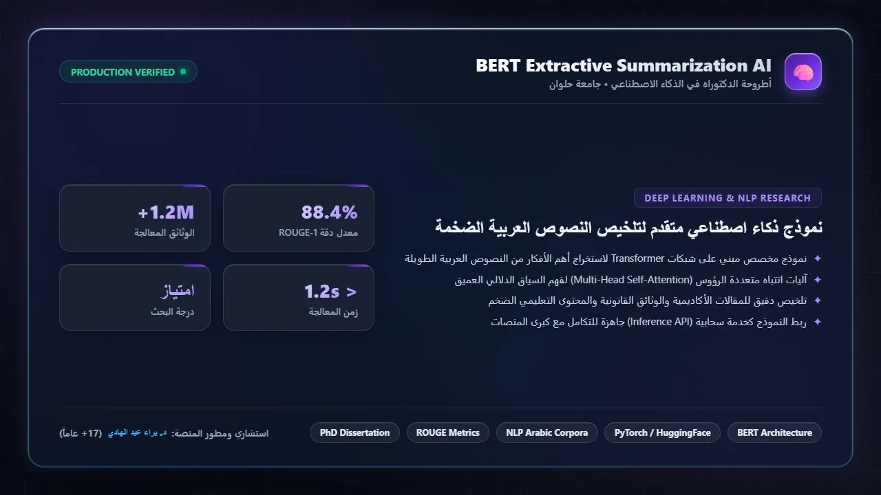محرك تلخيص المعرفة والأبحاث الأكاديمية بنموذج BERT للذكاء الاصطناعي